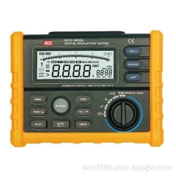 Digital Insulation Tester, DC/AC Voltage Test, Store/Read Function, 50V~1000V Output (MCH-9850A)